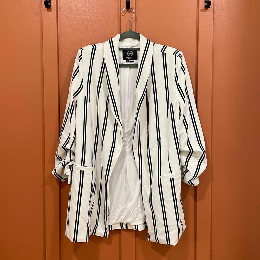 Black and white striped blazer